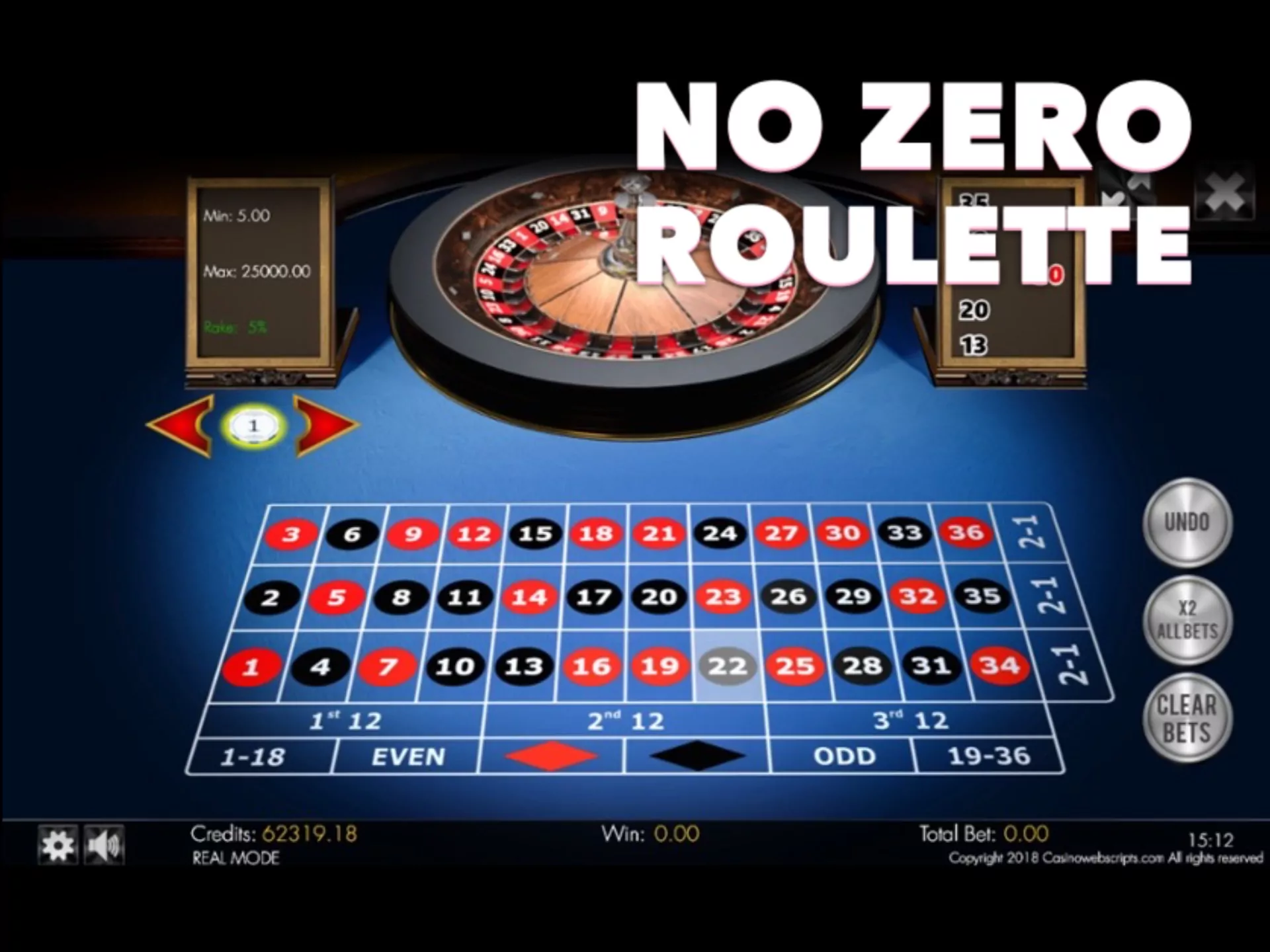 Sign up for an online casino and play No Zero roulette.