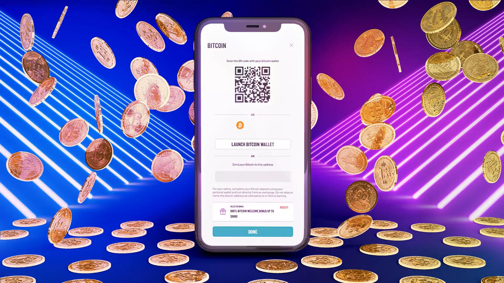 Open a cashier, select the 'Deposit' option and find your cryptocurrency.