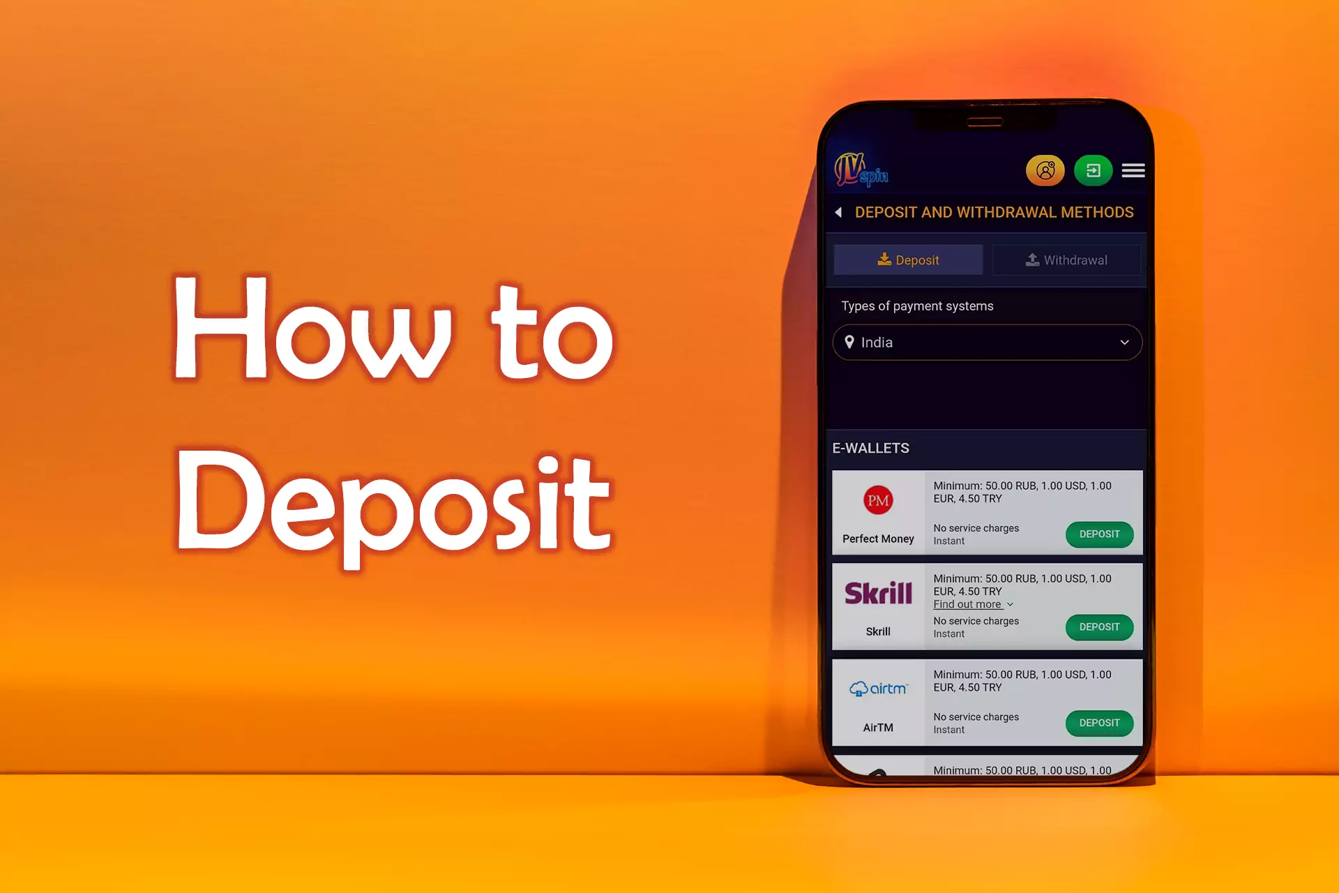After you register, you should top up your account using one of the 60 available payment systems.