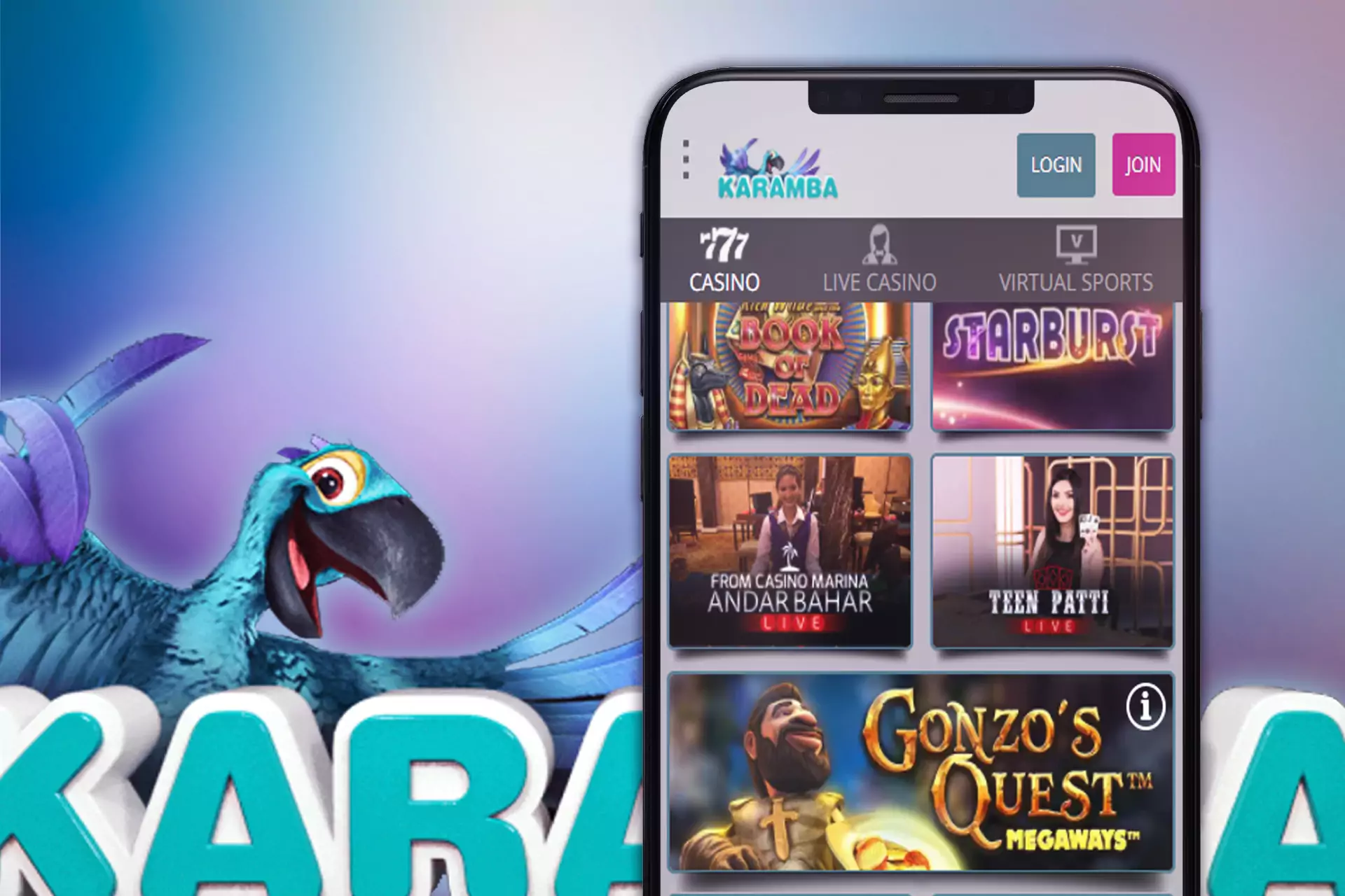 Karamba offers over 500 games, a welcome bonus for all users, and free spins.