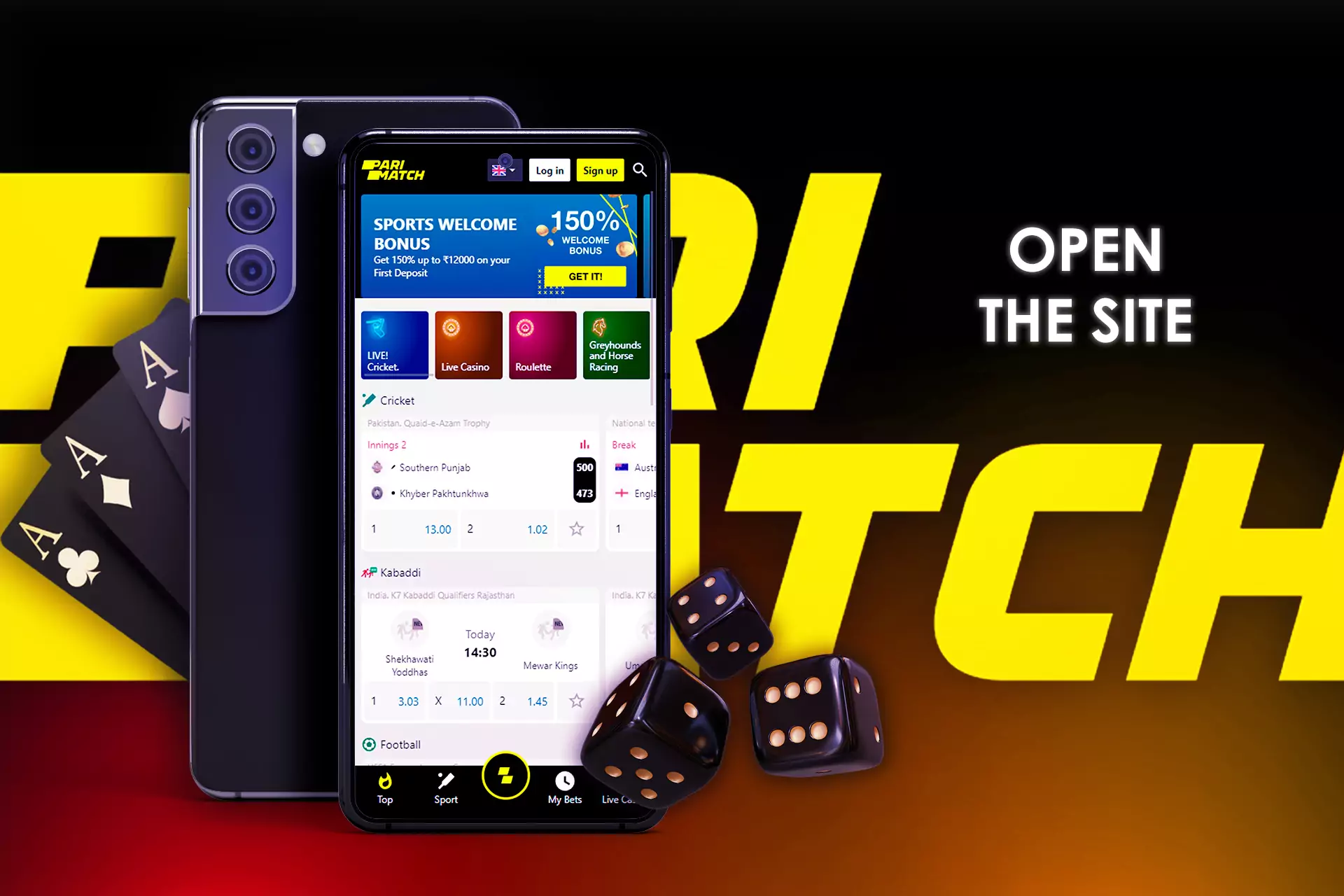 Open a browser on your device and go to the official website of Parimatch.