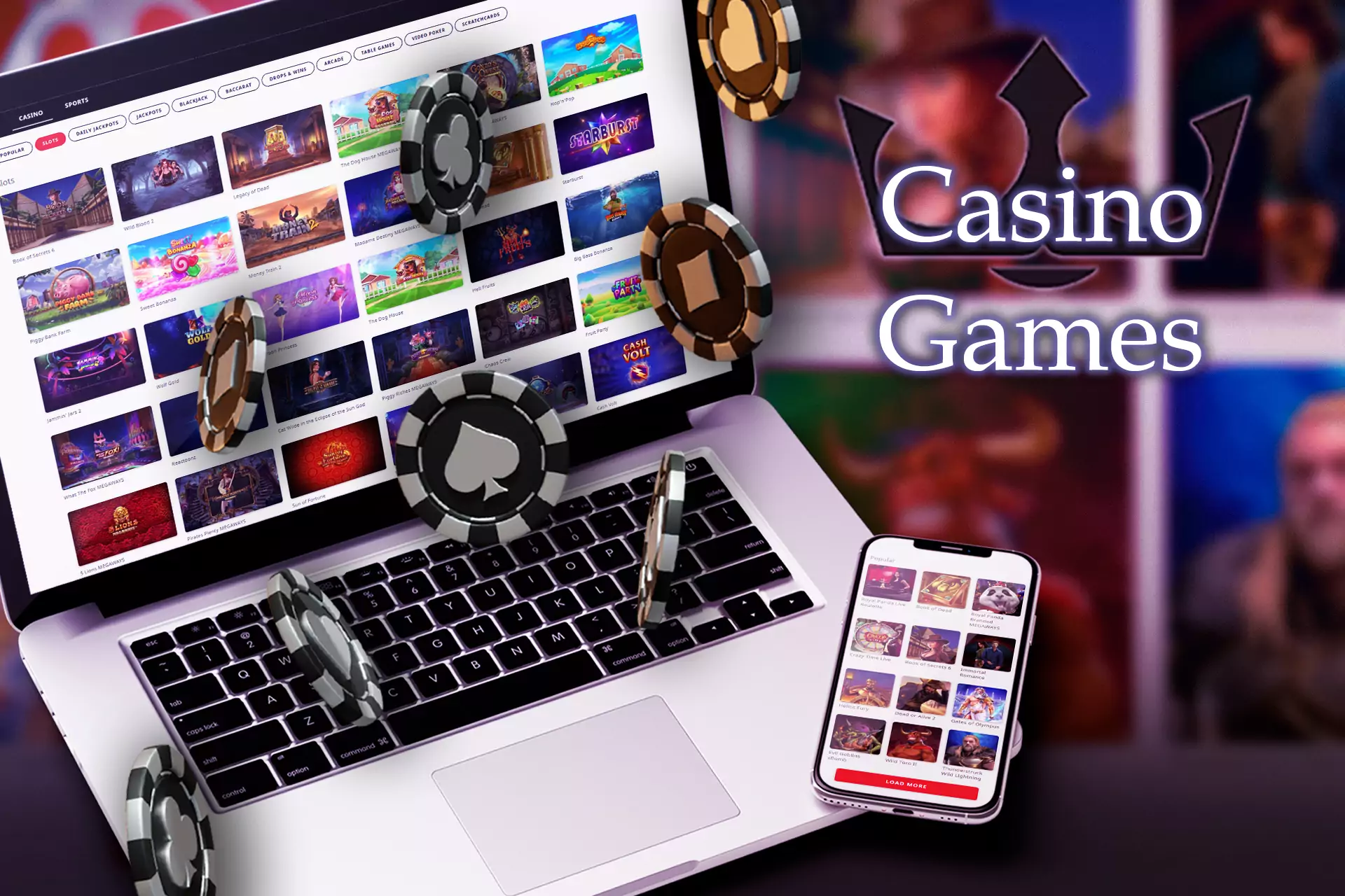Among casino games, you find lots of slots and classic table games like roulette, baccarat, or poker.