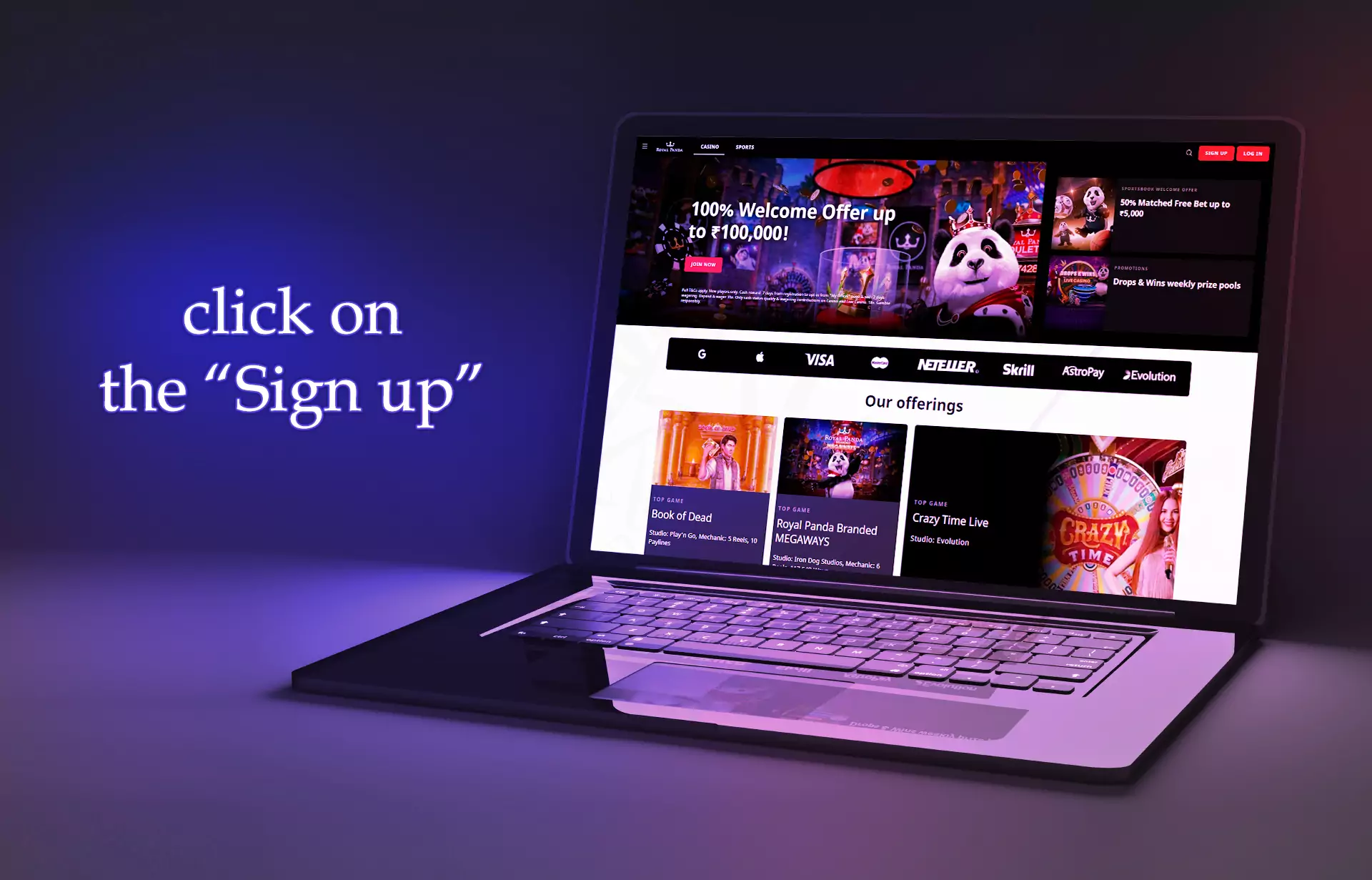 Go to the official website in your browser and find the "Sign up" button at the very top of the page.