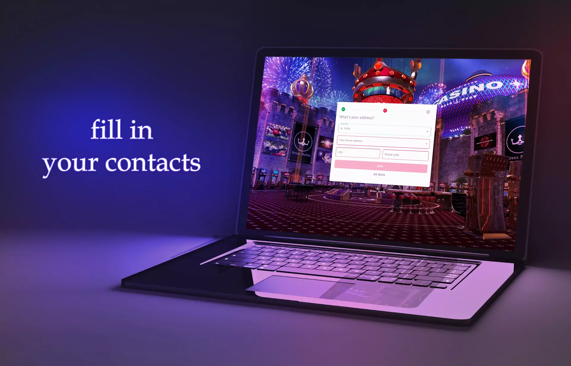 At the second step of registration, you have to provide your contacts.
