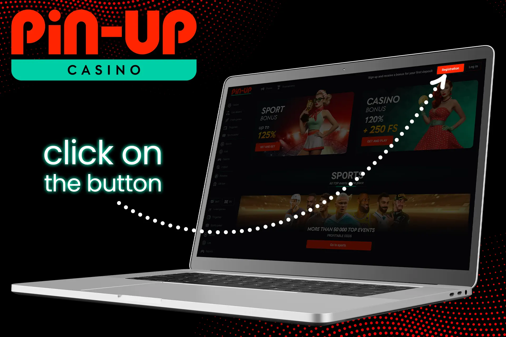 Find the button of registration at the top of the page and click on it.